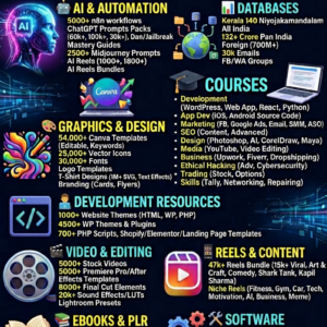 👉 All-in-One Digital Bundle 2026 - A complete digital bundle packed with reels, templates, AI tools, n8n automations, softwares, courses, ebooks, and marketing resources